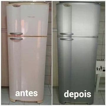 Envelopamento de Geladeira Textura Aço Inox Escovado Elo7