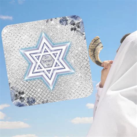 Israel Flag Star Of David Hebrew Am Yisrael Chai Square Sticker Zazzle