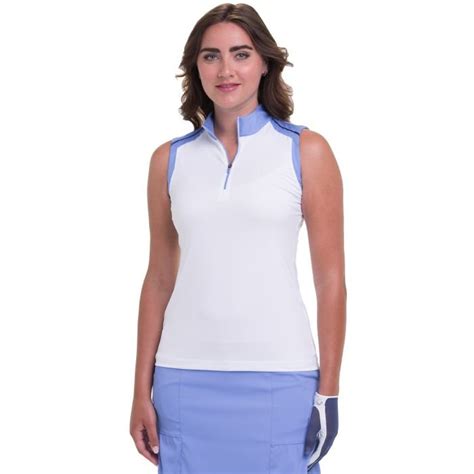 Epny Womens Contrast Sleeveless Zip Mock Golf Polo Carls Golfland