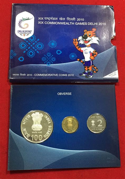 Xix Commonwealth Games Delhi Proof Set Coins Kolkata Mint