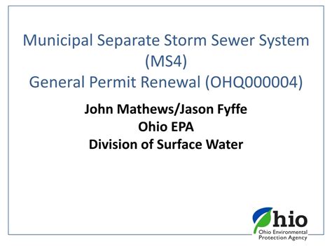 PPT - John Mathews/Jason Fyffe Ohio EPA Division of Surface Water
