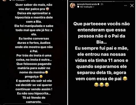 Jenny Miranda Se Revolta Exp E Conversa Pai De Bia E O Acusa De