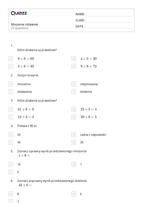 Ponad 50 Zadania tekstowe na mnożenie arkuszy roboczych dla Klasa 3 w