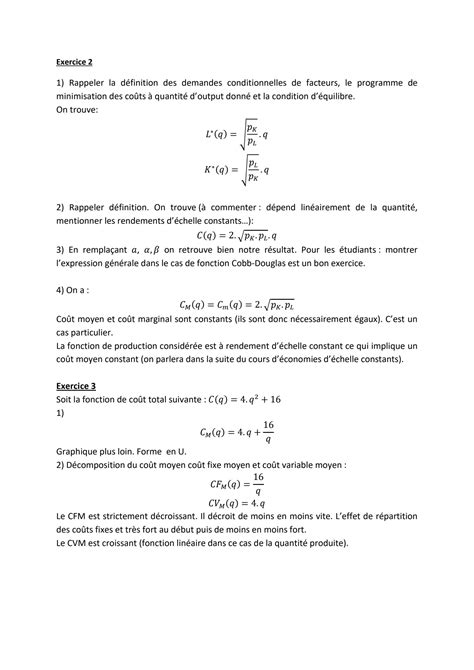 Solution Economie De Filieres Exercices Corrig S Studypool