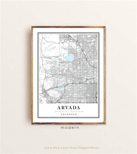 Arvada Colorado map Arvada CO map Arvada city map Arvada | Etsy