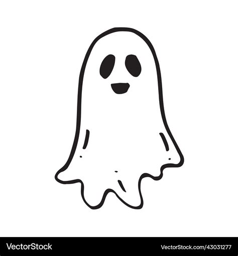 Doodle cute ghost halloween print black on white Vector Image