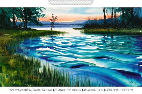 Water Scenes Paintings PSD, High Quality Free PSD Templates for Download