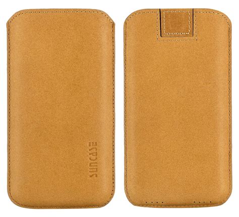 Suncase Tui Pour T L Phone Portable Cuir Sac Slim En Camel Iphone Se