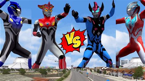 Pertarungan Para Ultraman Ginga Vs Rosso Blu Vs Ribut Hitam Vs Belial