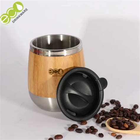 Custom Logo Ml Steel Bamboo Travel Mug Bamboo Tumbler Eco Drinkware