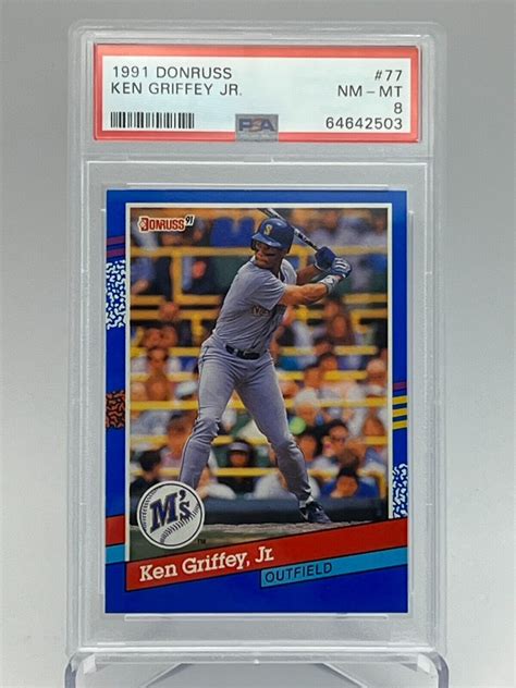 1991 Donruss Major League Baseball Card 77 Ken Griffey Jr NM MT PSA 8