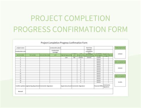 project completion progress chart excel template  google sheets file