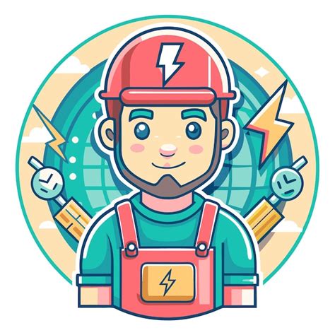 Ilustraci N De Dibujos Animados De Un Electricista Sonriente Con Un