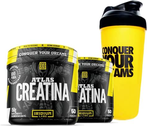 Kit 2x Creatina Atlas 150g Coqueteleira 600ml Iridium Labs Amazon