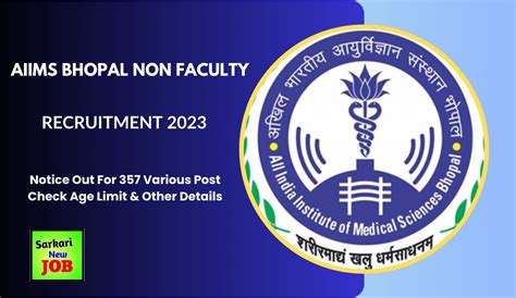 Aiims Bhopal Non Faculty Recruitment Notice Out For Various