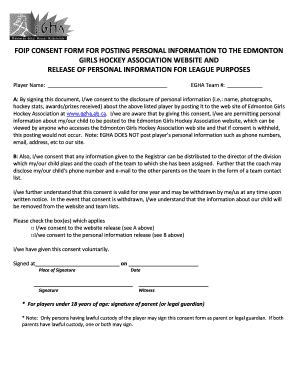 Fillable Online FOIP CONSENT FORM FOR POSTING PERSONAL Fax Email Print