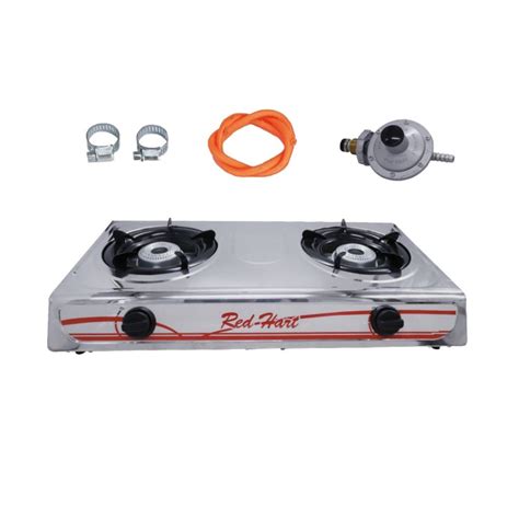 2 Plate Stainless Steel Gas Stove With Pipe And Regulator Red Hart Shop Today Get It