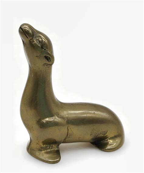 Vintage Brass Sea Lion Figure Figurine 3 18 Tall Ebay