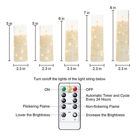 Raycare Embedded String Lights Flameless Candles With Remote And Timer