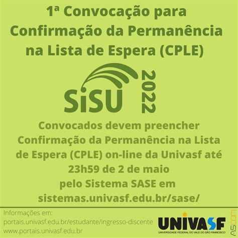 Univasf Divulga Convoca O Da Lista De Espera Do Sisu Univasf