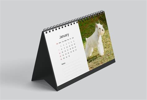 Minature Schnauzer Desk Calendar Desktop Calendar Schnauzer