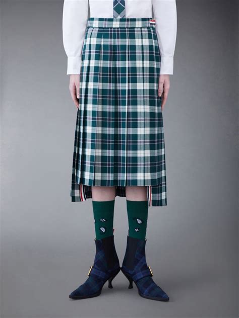 Tartan Twill Pleated Skirt Thom Browne