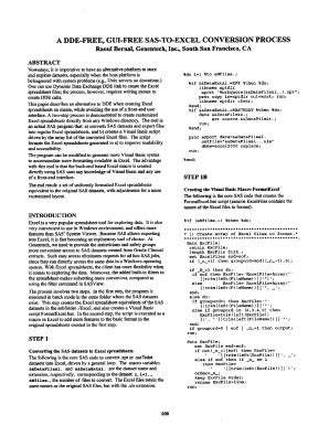 Fillable Online A DDE FREE GUI FREE SAS TO EXCEL CONVERSION PROCESS