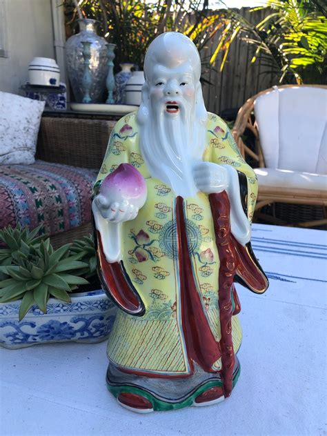 Shou God Of Longevity Asian Ceramic Figure Etsy