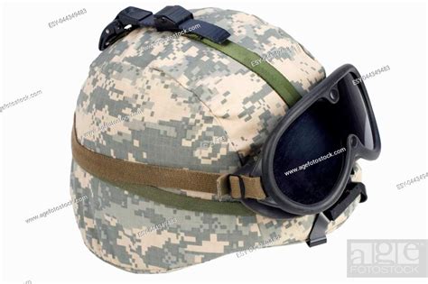 Us Army Kevlar Helmet With Night Vision Mount Isolated On White Stock