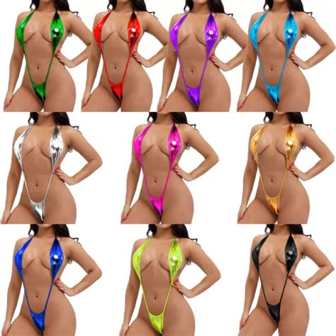 YIZYIF DAMEN SEXY Micro Bikini Thong Einteiler Wetlook Mini Monokini