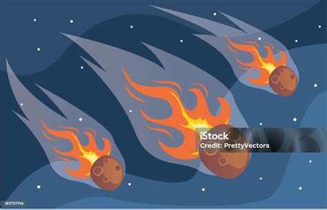 Meteor Komet Meteorit Api Di Ruang Angkasa Konsep Langit Ilustrasi