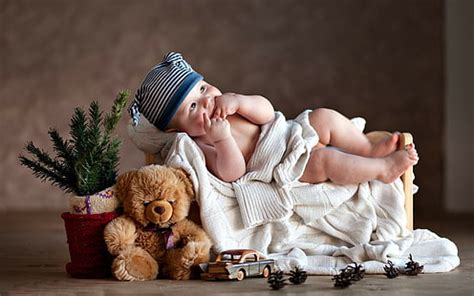 Sleeping Cute Baby With Teddy