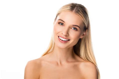 Naked Smiling Blonde Woman White Teeth Stock Photo By AndrewLozovyi