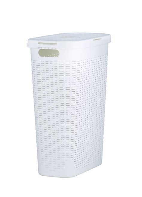 Laundry Basket, Laundry Hamper with Lid, 40-liter Deluxe Wicker Style ...