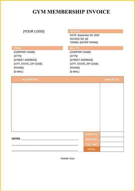 A Printable Invoice Form With An Orange Border