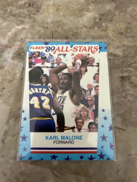 1989 90 FLEER ALL STARS Autocollant KARL MALONE 1 HOF Utah Jazz USA