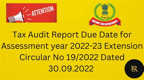 Tax Audit Report Due Date Extension For Ay 2022 23 With Circular 19