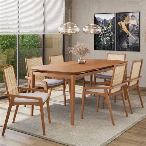 Cadeira Para Sala De Jantar Em Madeira - Conjunto Sala de Jantar Madeira Maciça - Mesa 1,80 Laminada 6 Cadeiras ...