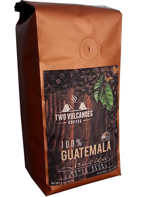 Two Volcanoes Coffee Gourmet Guatemala Whole Bean Medium Roast Single