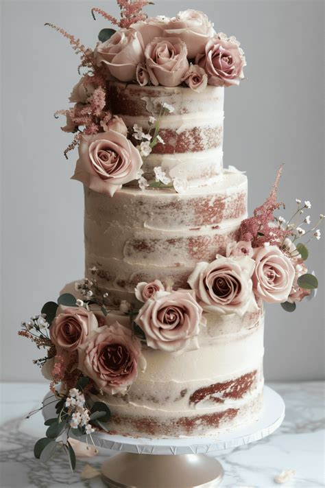 35 Creative Naked Wedding Cake Ideas You Will Love Confetti Roses