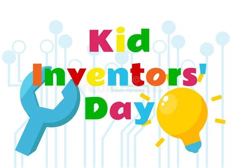 Children S Invention Day Text And Light Bulb As Idea Symbol And Wrench