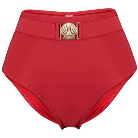 Trendyol Red Belt Premium Accessory High Waist Regular Bikini Bottom