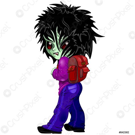 Evil Kid Zombie Monster Cartoon Character Vector Illustration Stock