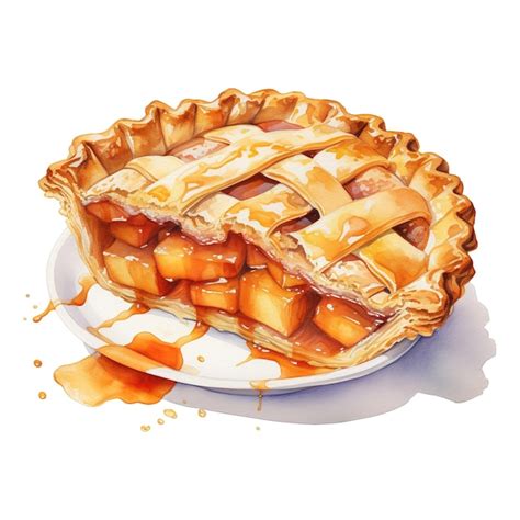 Premium PSD Apple Pie Foods Illustration Watercolor Style Ai Generated