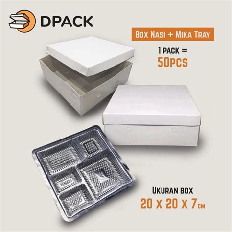 Jual Box Nasi Kotak Putih Kotak Karton Makanan Polos Uk X Dan Mika