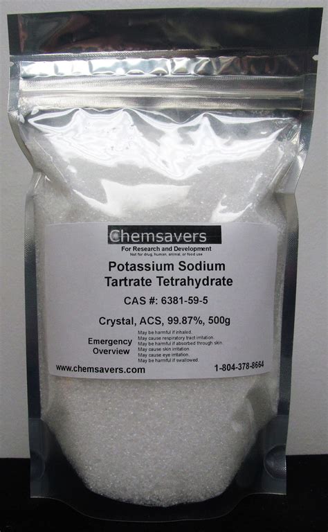 Potassium Sodium Tartrate Tetrahydrate Crystal Acs G