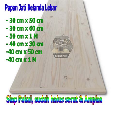 Jual Papan Jati Belanda Lebar Daun Meja Papan Ambalan 40x120cm Sudah