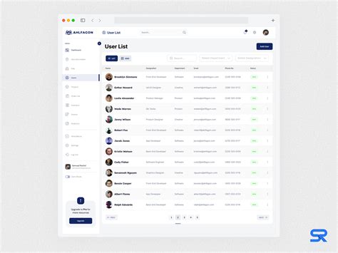 Dashboard User List Design by Samsad Rashid on Dribbble