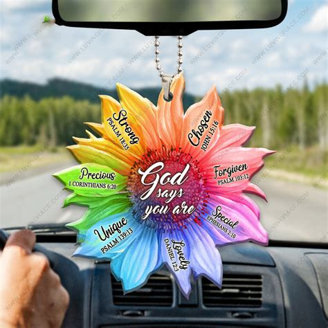 Rainbow Sunflower God Says You Are Ornament