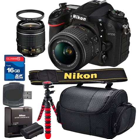 Nikon D7200 DSLR Camera + 18-55mm VR Lens Kit + Accessory Bundle + 2X
